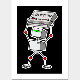 Robot Holding Synth (Small) Posters and Art
